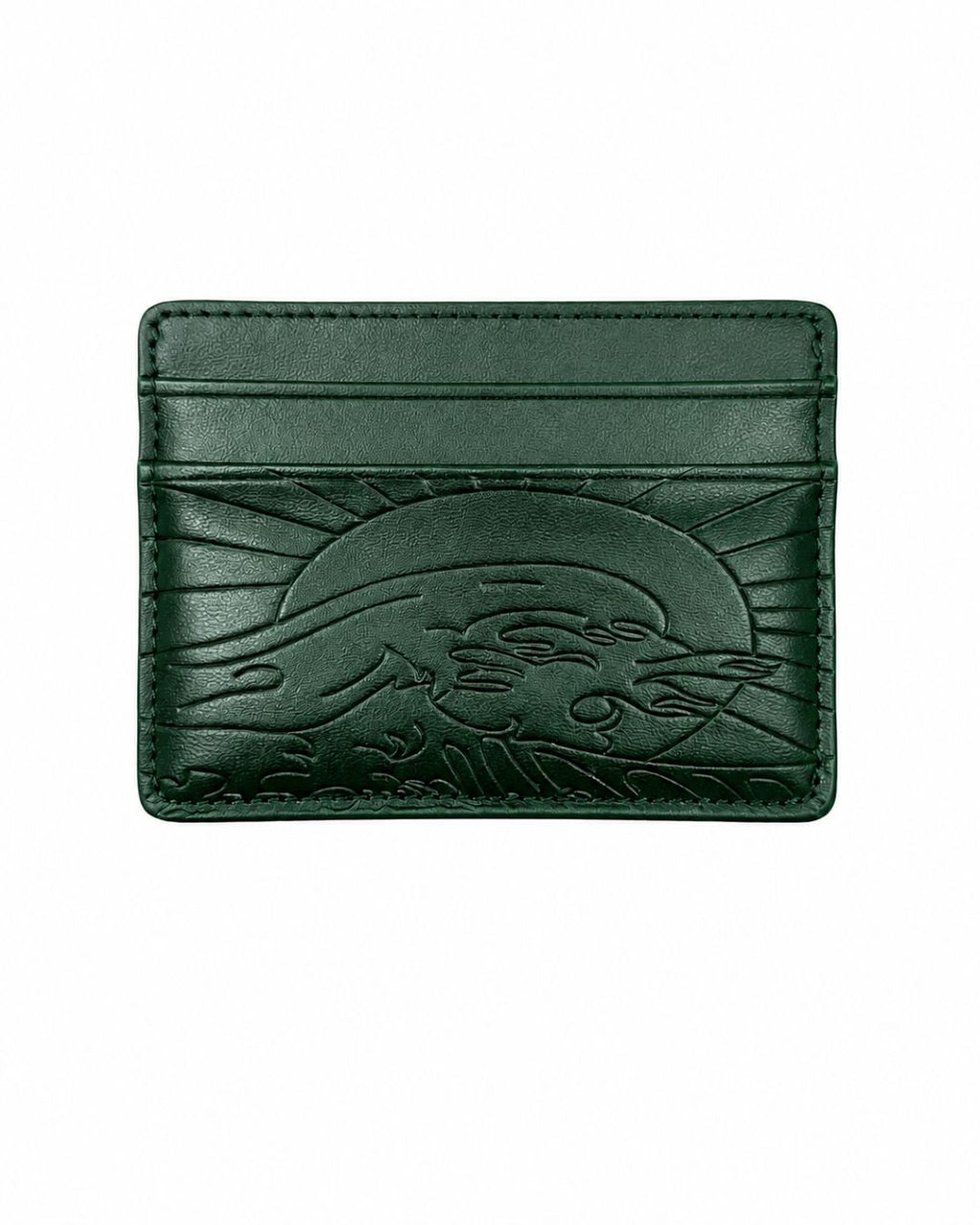 Verde Nebula | Cartera Kanagawa verde con grabado de la Gran Ola, vista frontal